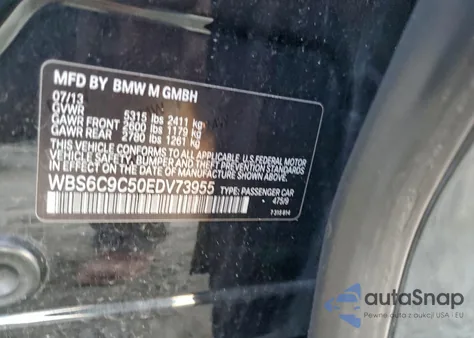 2014 BMW M6 Gran Coupe z USA, uszkodzony, nr VIN WBS6C9C50EDV73955